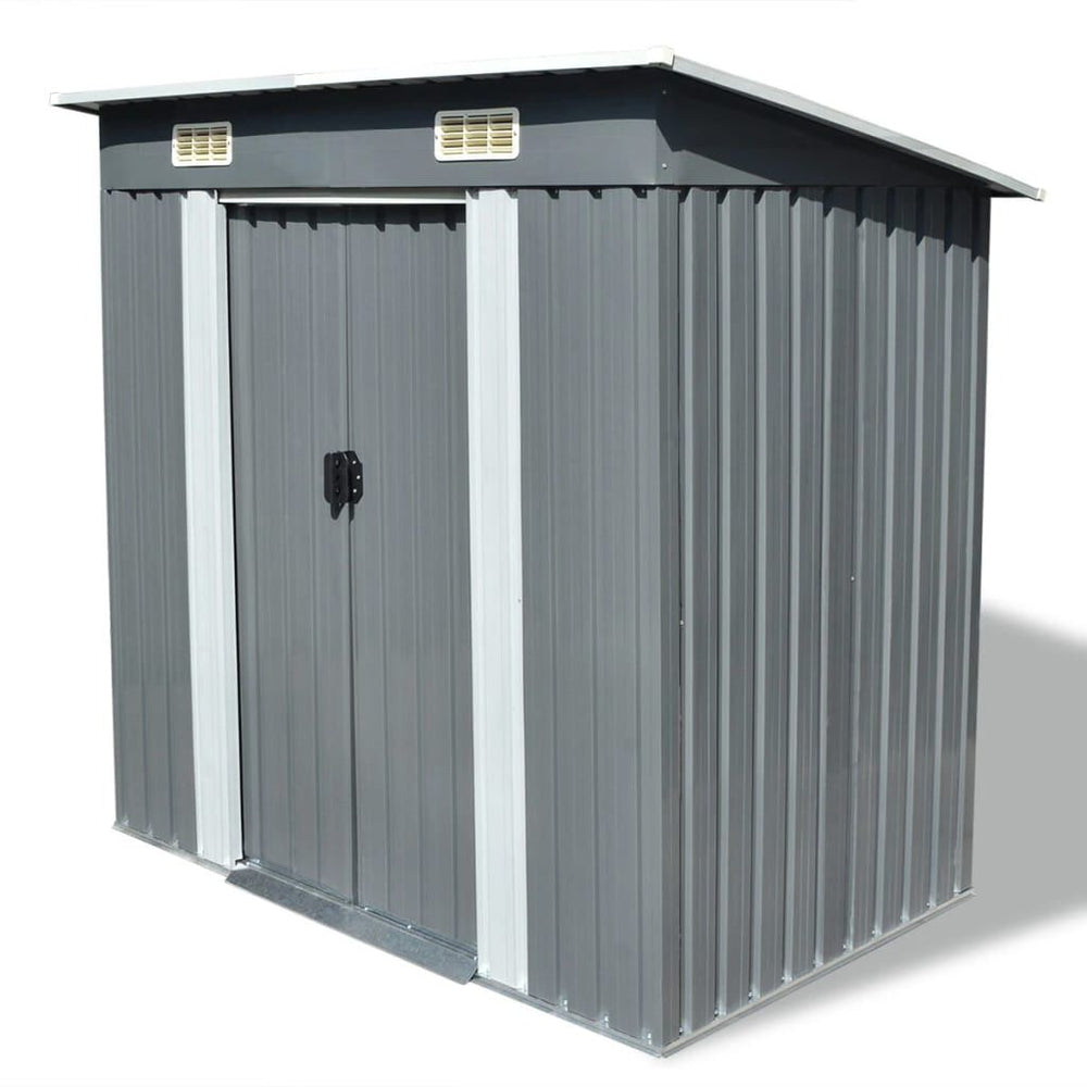 Abri de jardin métal avec portes coulissantes 190 × 124 cm Gris