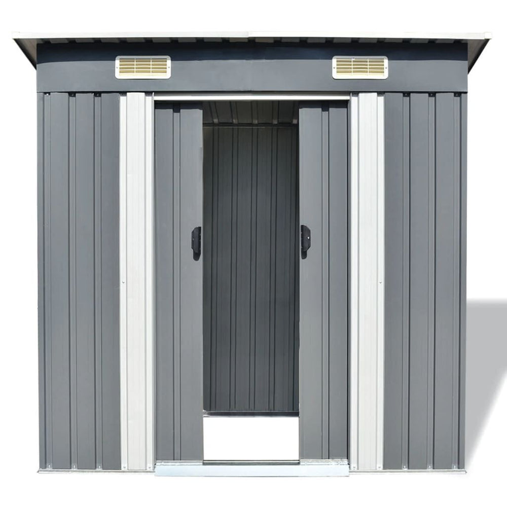 Abri de jardin métal avec portes coulissantes 190 × 124 cm Gris