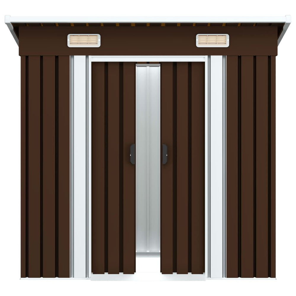 Abri de jardin métal avec portes coulissantes 190 × 124 cm Marron
