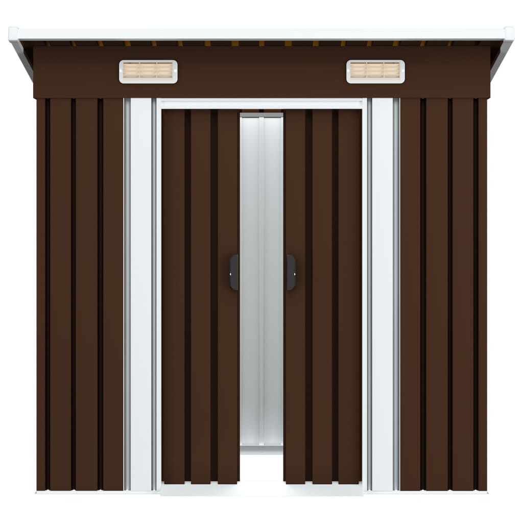 Abri de jardin métal avec portes coulissantes 190x124 cm Marron