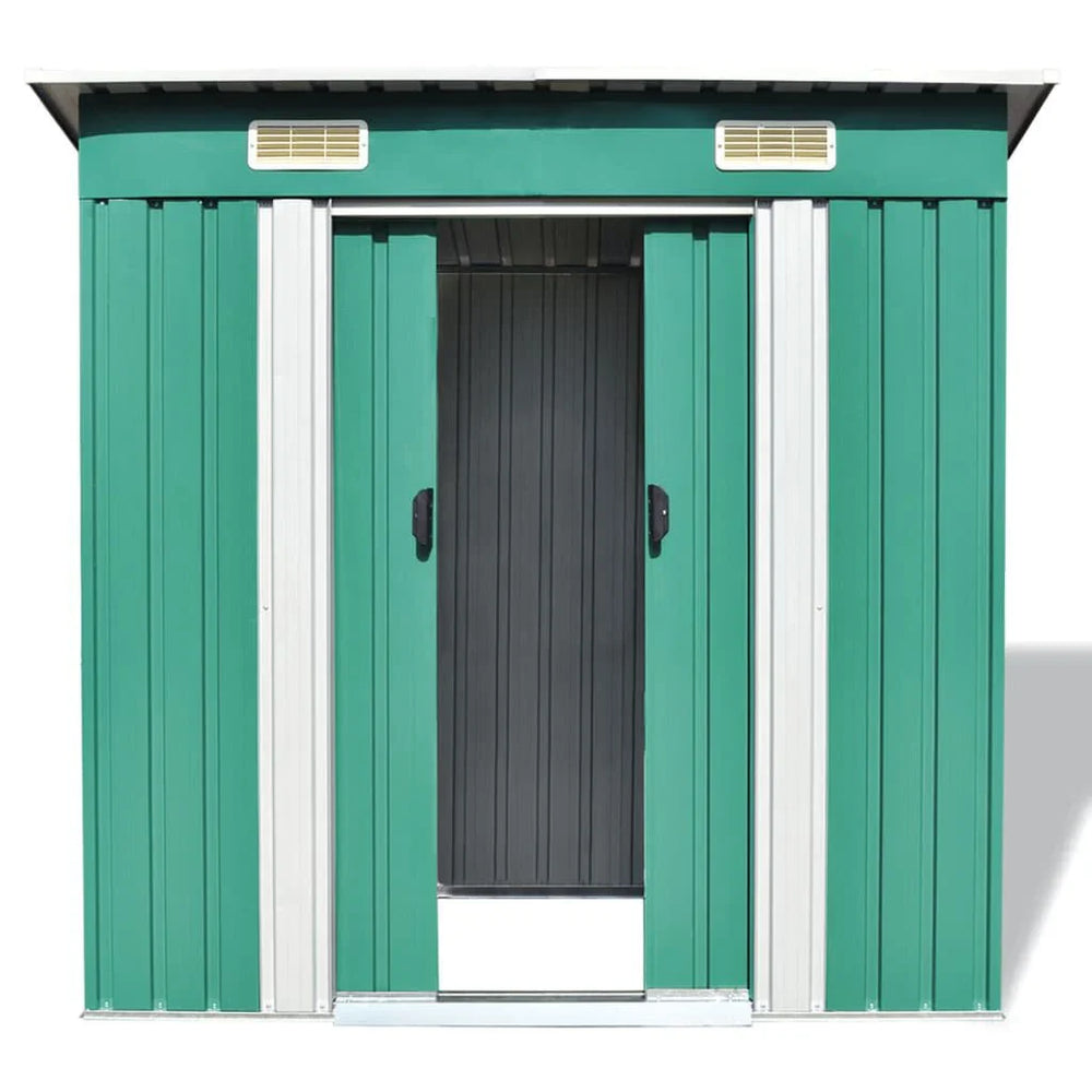 Abri de jardin métal avec portes coulissantes 190 × 124 cm Vert