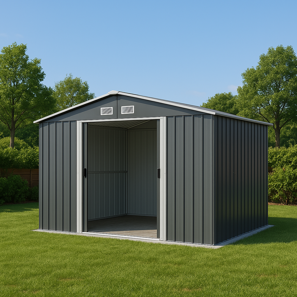 Abri Jardin Métal Gris 257x298x178 cm – Spacieux & Résistant