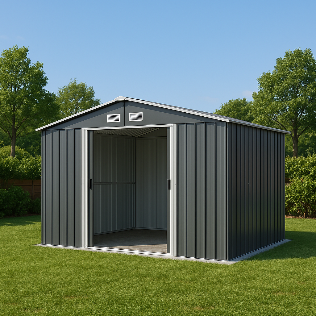 Abri Jardin Métal Gris 257x298x178 cm – Spacieux & Résistant