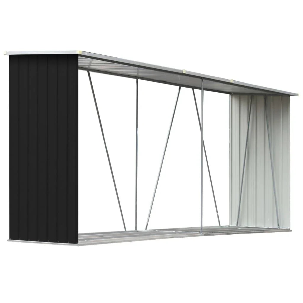 Abri de stockage à bois galvanisé 330x84x152 cm anthracite Noir