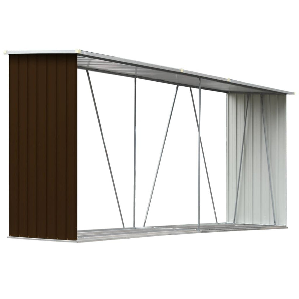 Abri de stockage à bois galvanisé 330x84x152 cm anthracite Marron