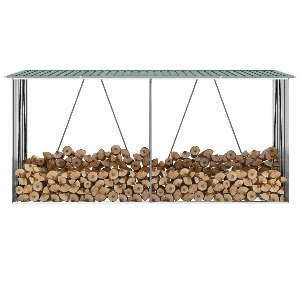 Abri de stockage à bois galvanisé 330 × 84 × 152 cm anthracite Vert