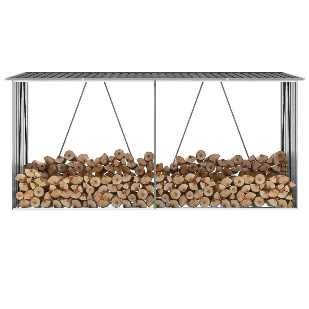 Abri de stockage à bois galvanisé 330 × 84 × 152 cm anthracite Noir