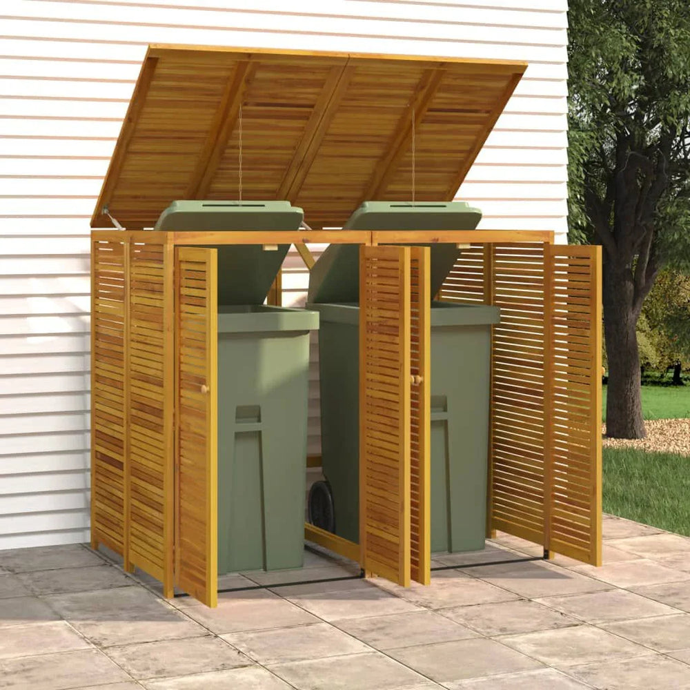 Abri Poubelle Double en Bois d’Acacia 140x89x117 cm