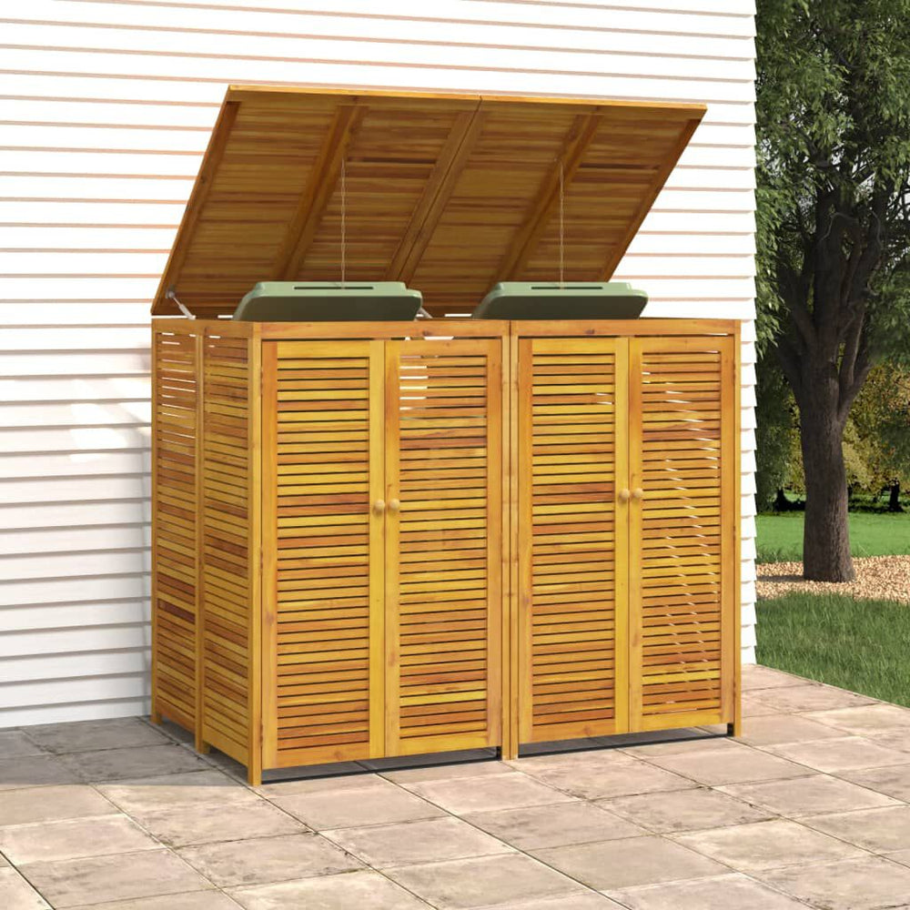 Abri Poubelle Double en Bois d’Acacia 140 × 89 × 117 cm