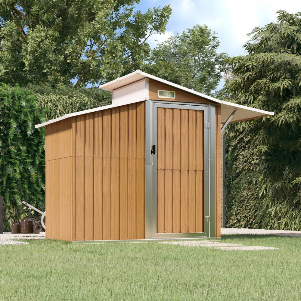 Abri de jardin acier galvanisé 270x130x208,5cm Marron clair