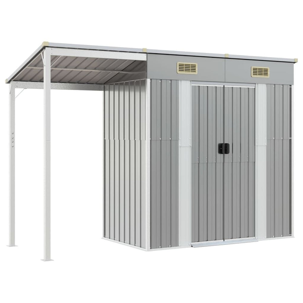 Abri de jardin avec toit prolongé acier anthracite 277 × 110cm Gris