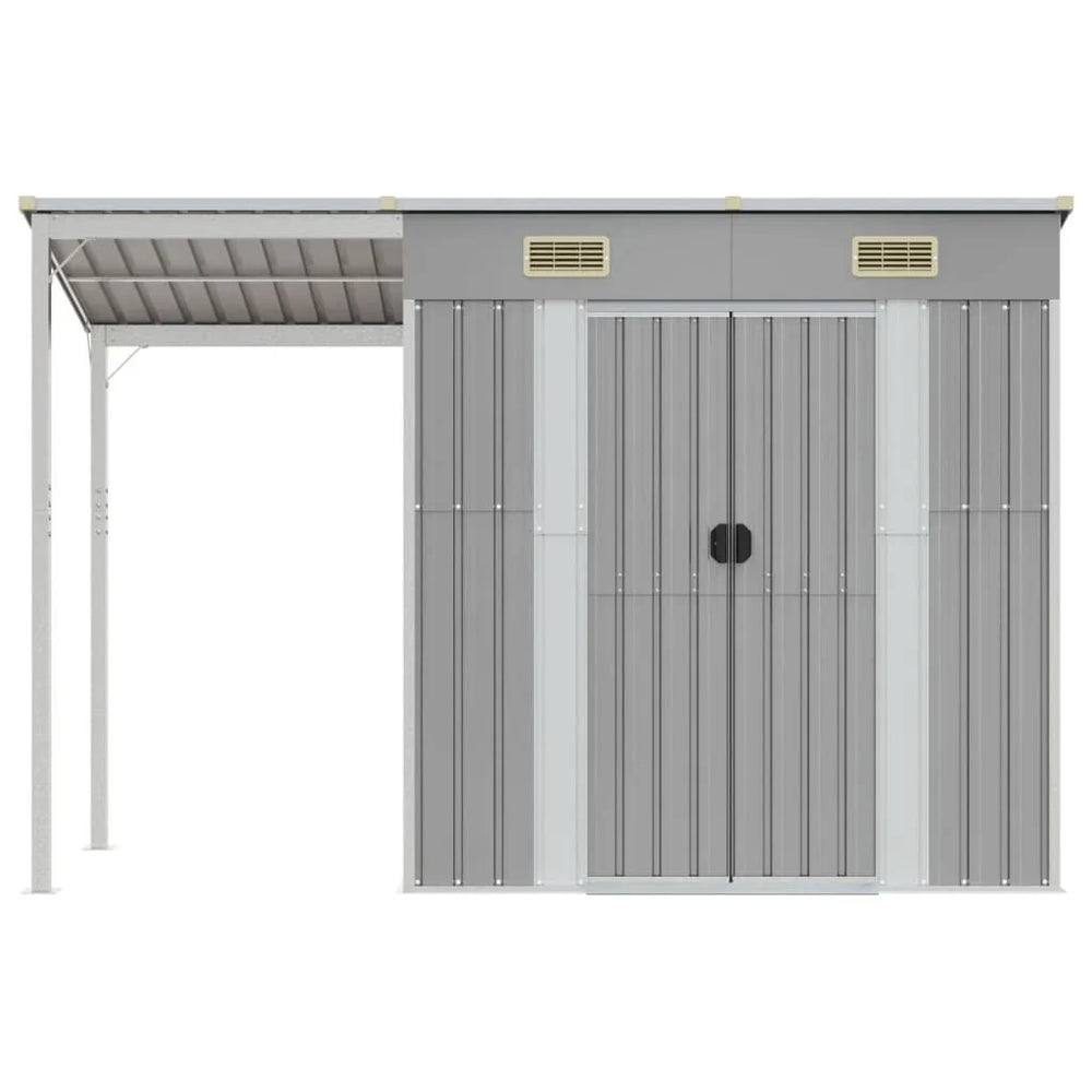 Abri de jardin avec toit prolongé acier anthracite 277 × 110cm Gris