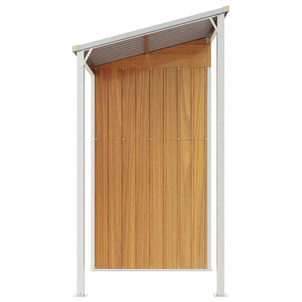 Abri de jardin avec toit prolongé acier anthracite 277 × 110cm Marron Clair