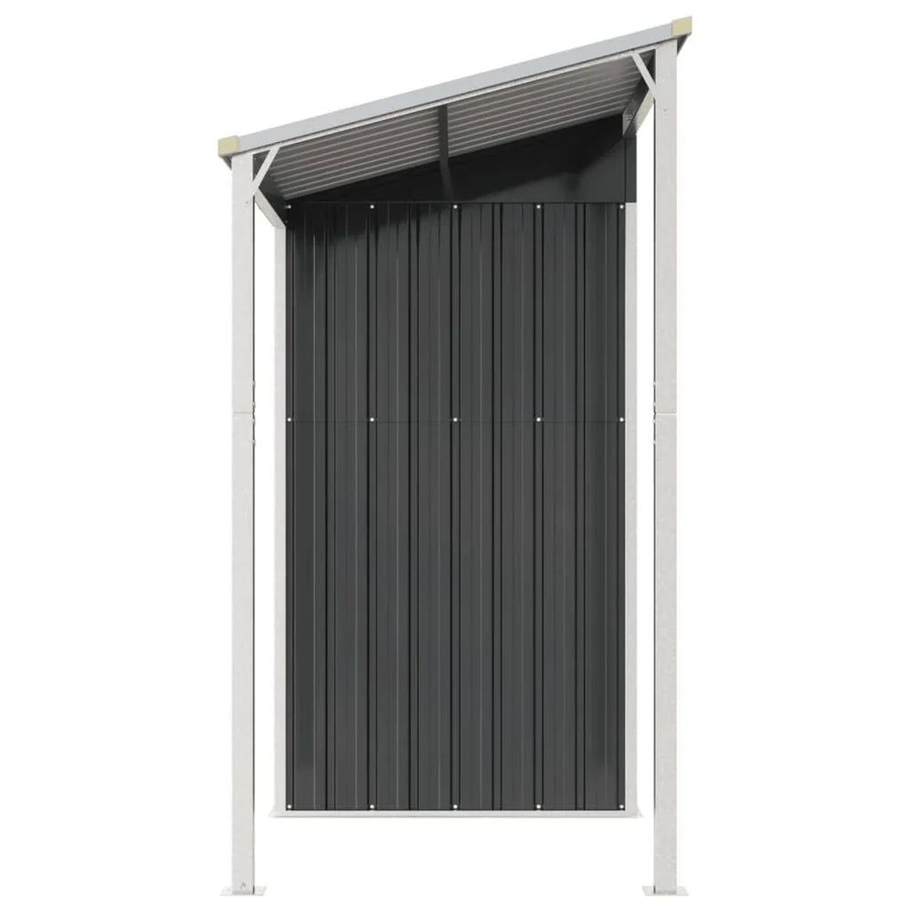 Abri de jardin avec toit prolongé acier anthracite 277 × 110cm Gris Foncé