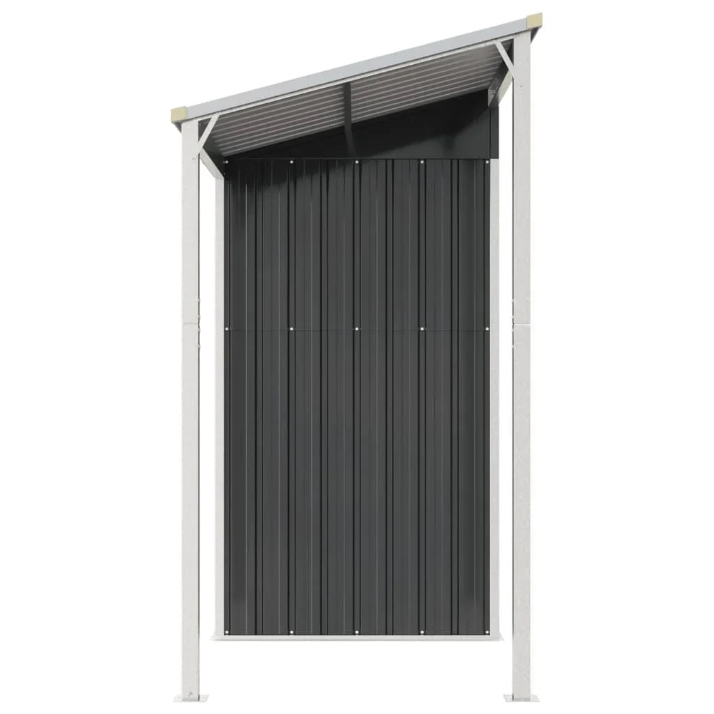 Abri de jardin avec toit prolongé acier anthracite 277x110cm Gris Foncé