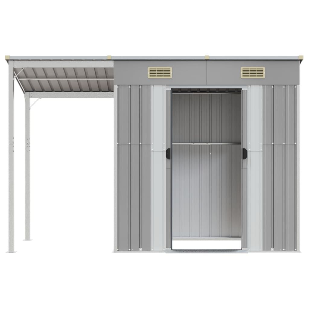 Abri de jardin avec toit prolongé acier anthracite 277x110cm Gris