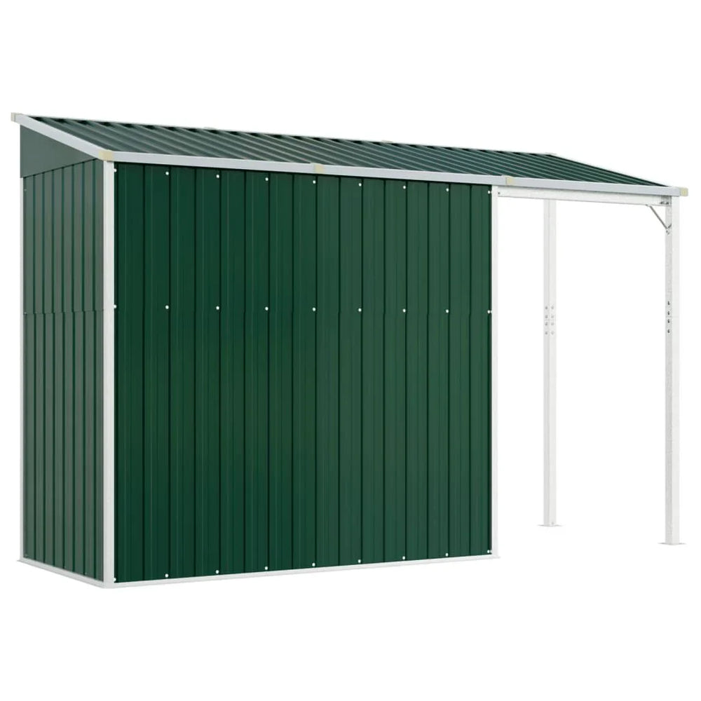 Abri de jardin avec toit prolongé acier anthracite 277 × 110cm Vert