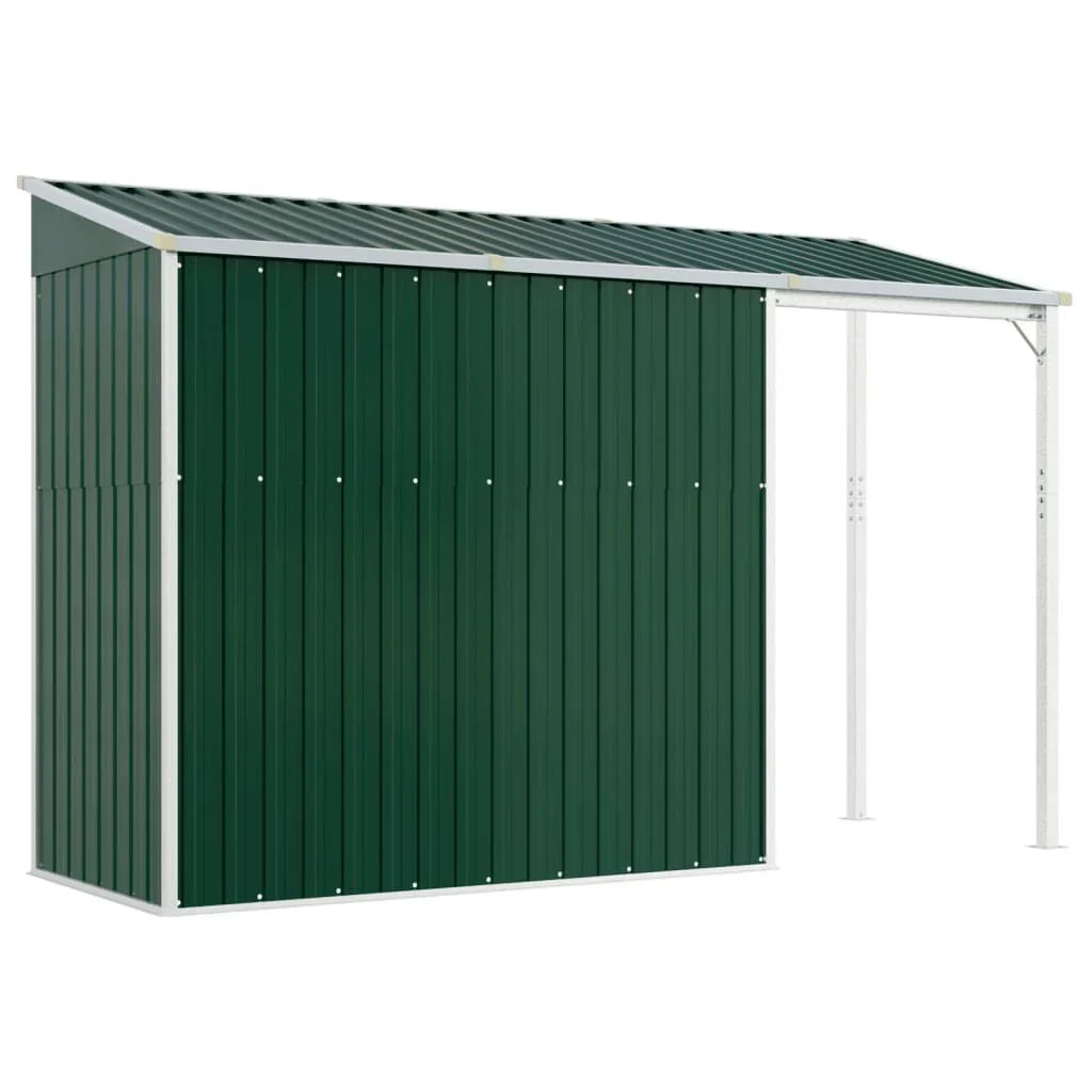 Abri de jardin avec toit prolongé acier anthracite 277x110cm Vert