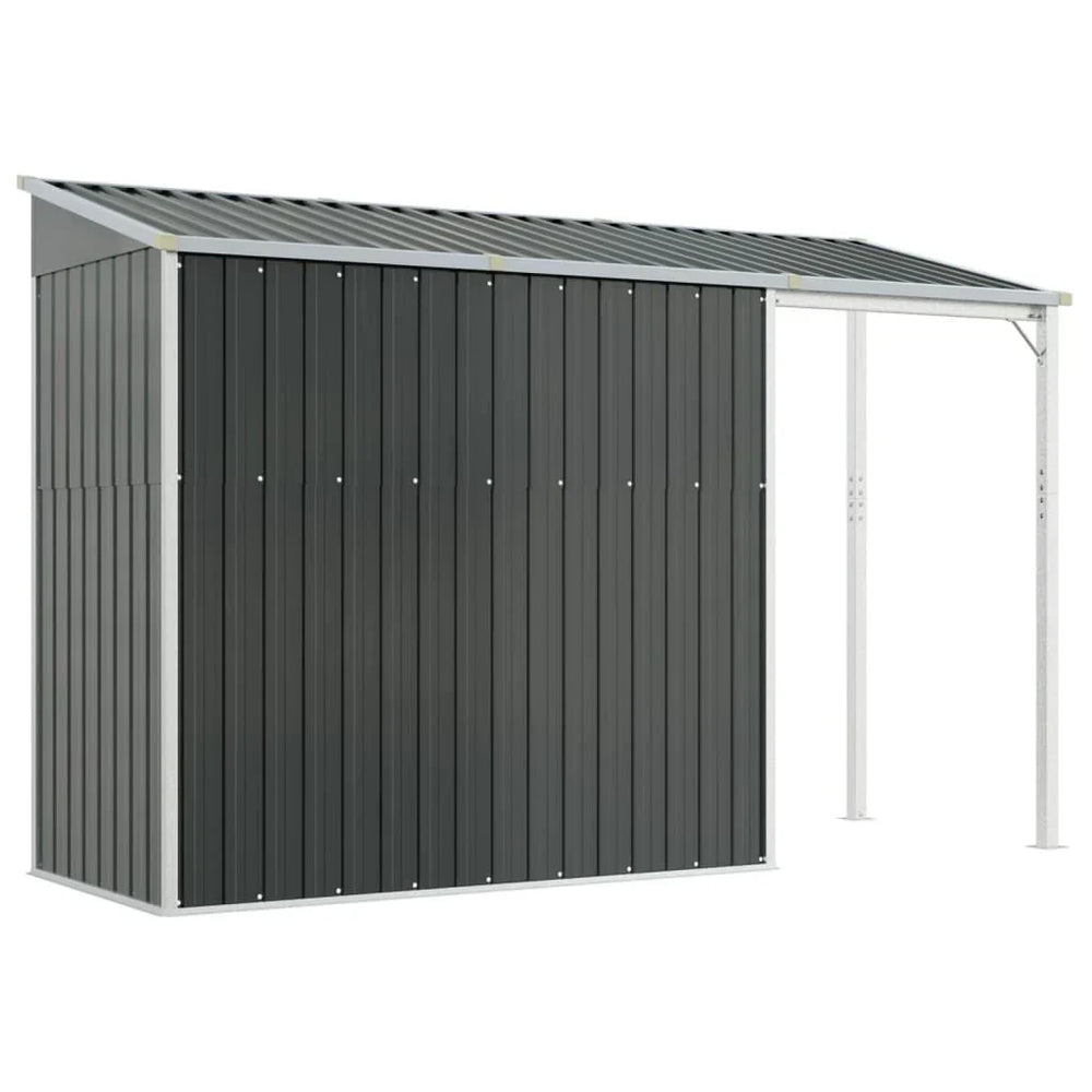 Abri de jardin avec toit prolongé acier anthracite 277 × 110cm Gris Foncé