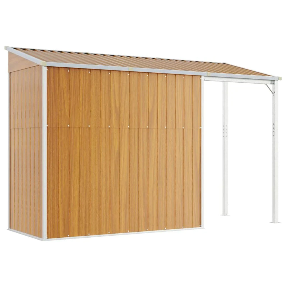 Abri de jardin avec toit prolongé acier anthracite 277 × 110cm Marron Clair