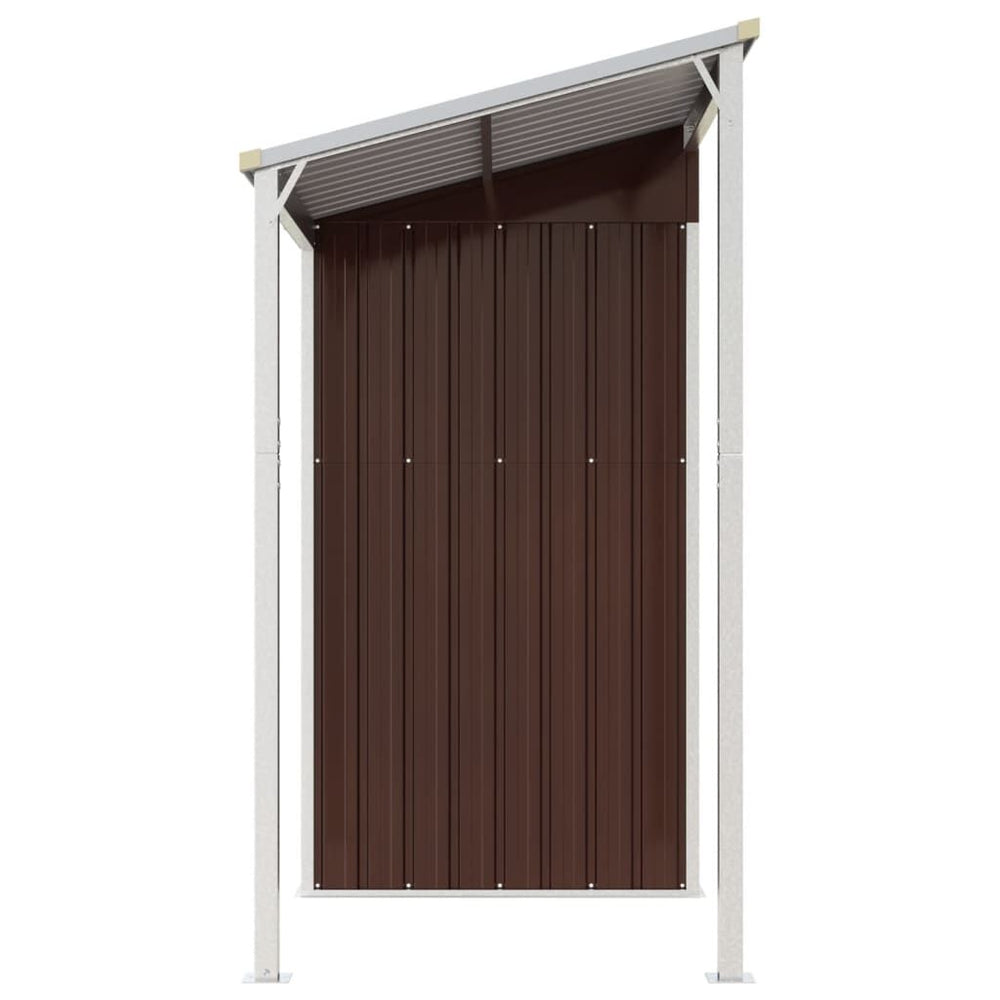 Abri de jardin avec toit prolongé acier anthracite 277 × 110cm Marron