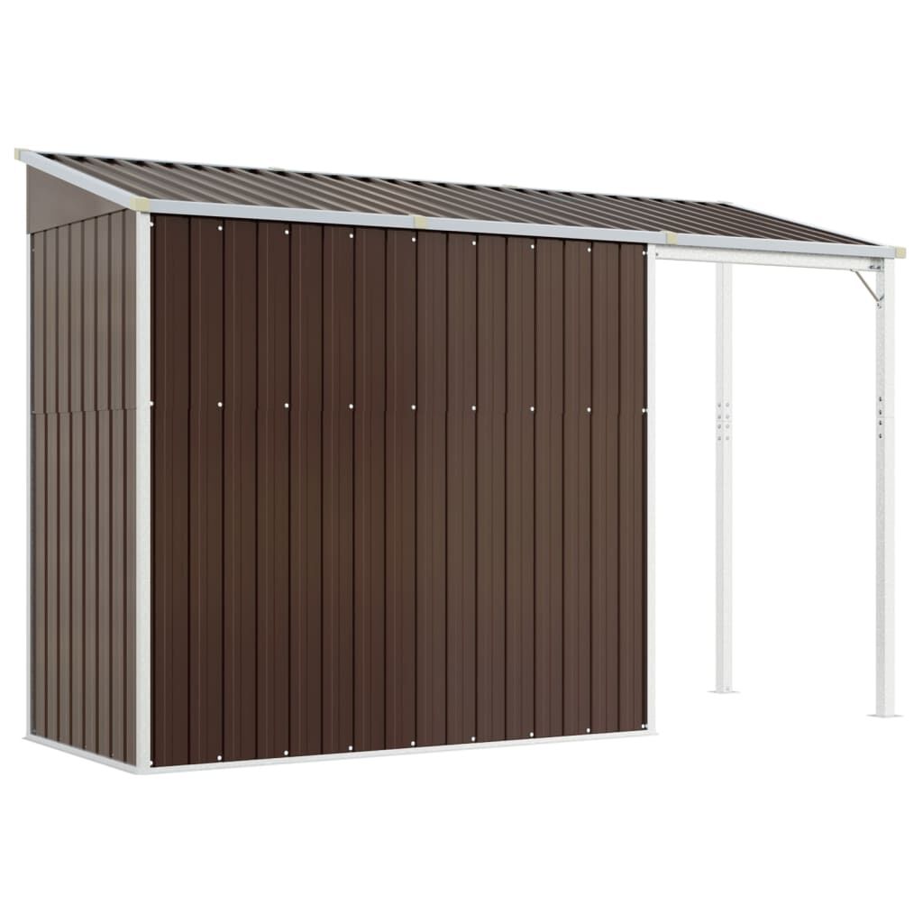 Abri de jardin avec toit prolongé acier anthracite 277x110cm Marron