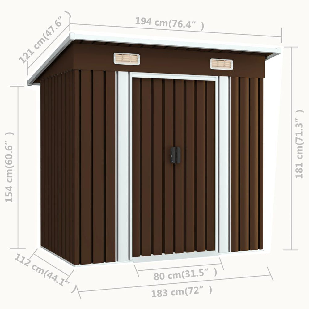 Abri de jardin anthracite en acier 190 × 124 × 181 cm