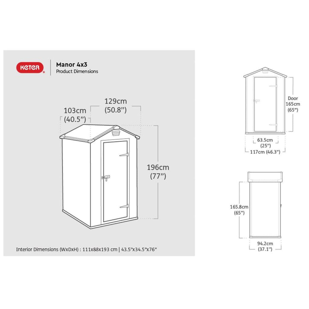 Abri de Jardin Keter Manor 46 Gris - Compact & Résistant Gris Foncé