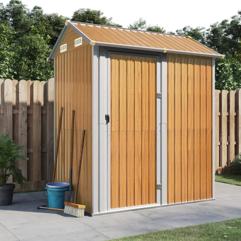 Abri de jardin acier 192 × 152,5 × 237 cm robuste Marron Clair