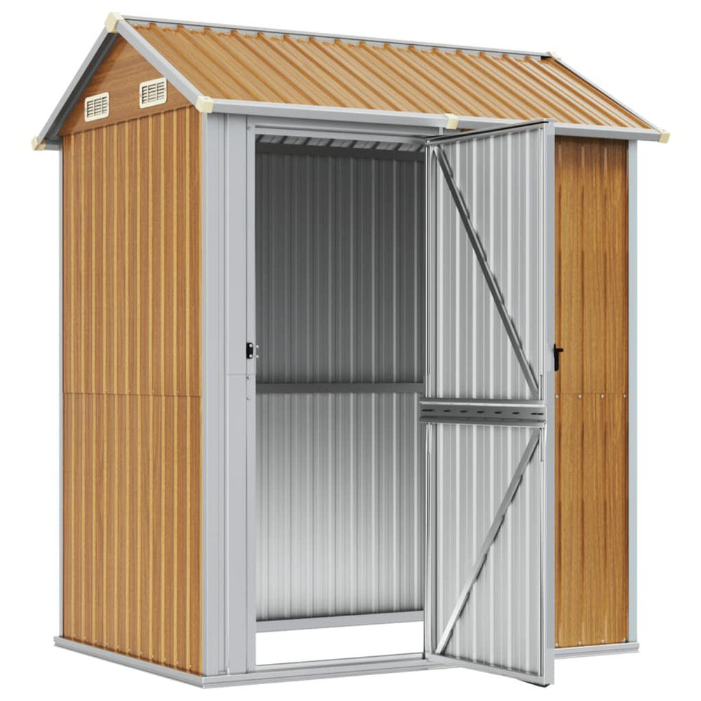 Abri de jardin acier 192 × 152,5 × 237 cm robuste Marron Clair
