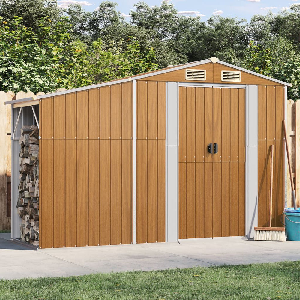 Abri de Jardin Marron 277x93x179 cm – Acier Galvanisé Résistant
