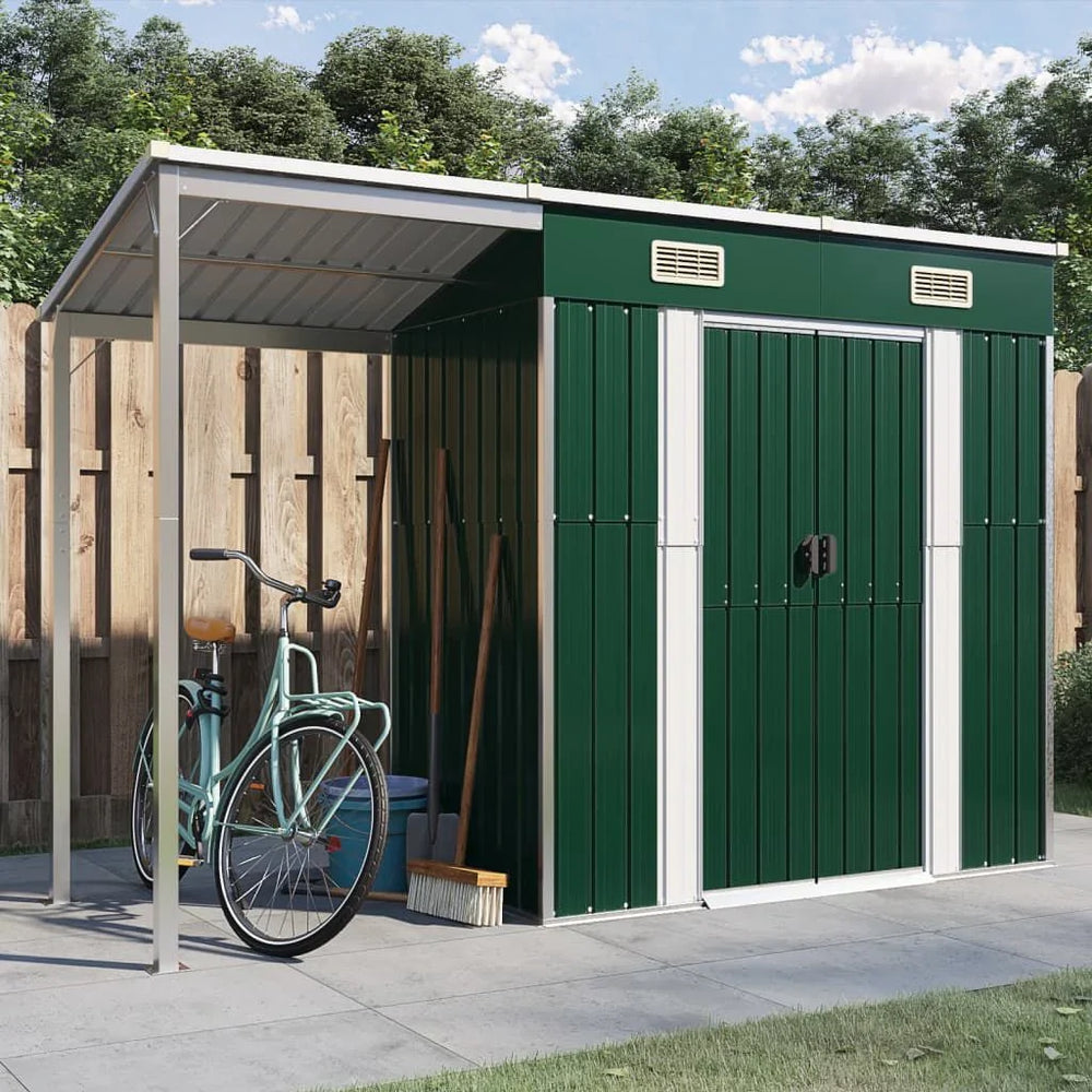 Abri de jardin avec toit prolongé 277 × 110,5 × 181 cm Vert