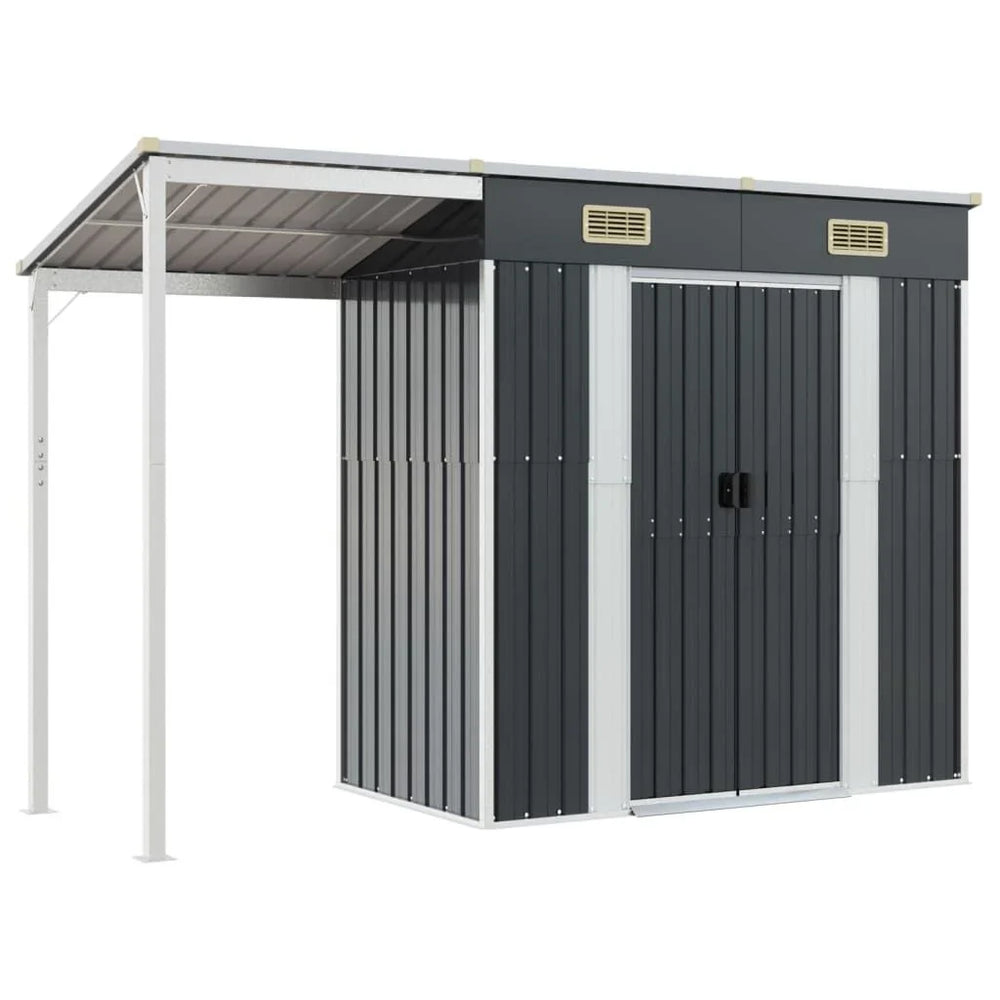 Abri de jardin anthracite avec toit prolongé 277x110,5x181 cm Gris