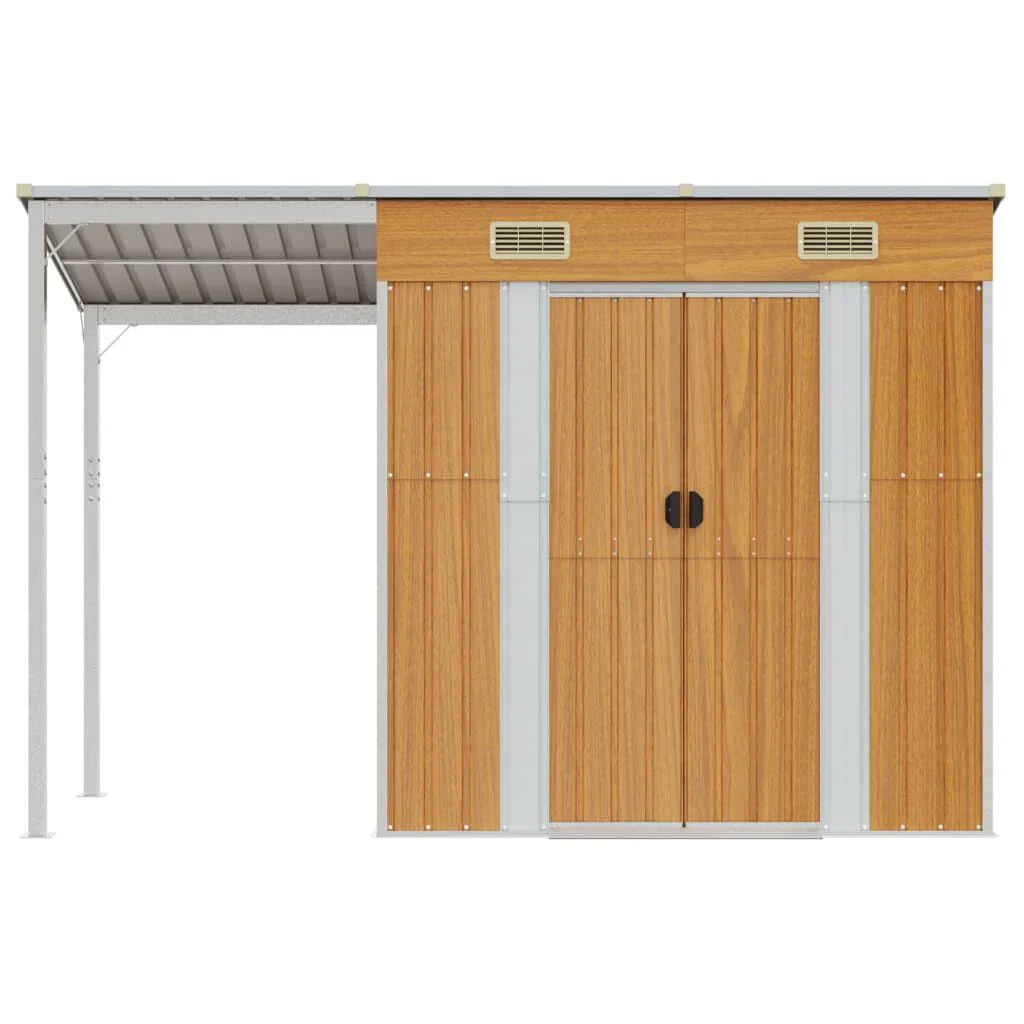 Abri de jardin avec toit prolongé 277x110,5x181 cm Marron Clair