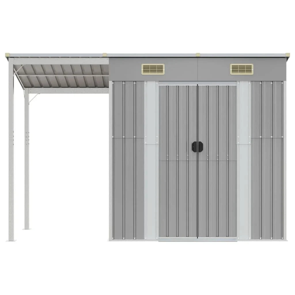 Abri de jardin avec toit prolongé 277x110,5x181 cm Gris clair