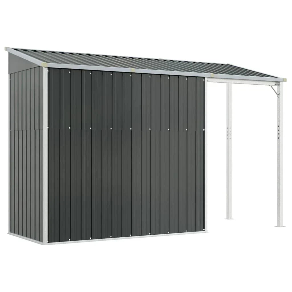 Abri de jardin anthracite avec toit prolongé 277x110,5x181 cm Gris