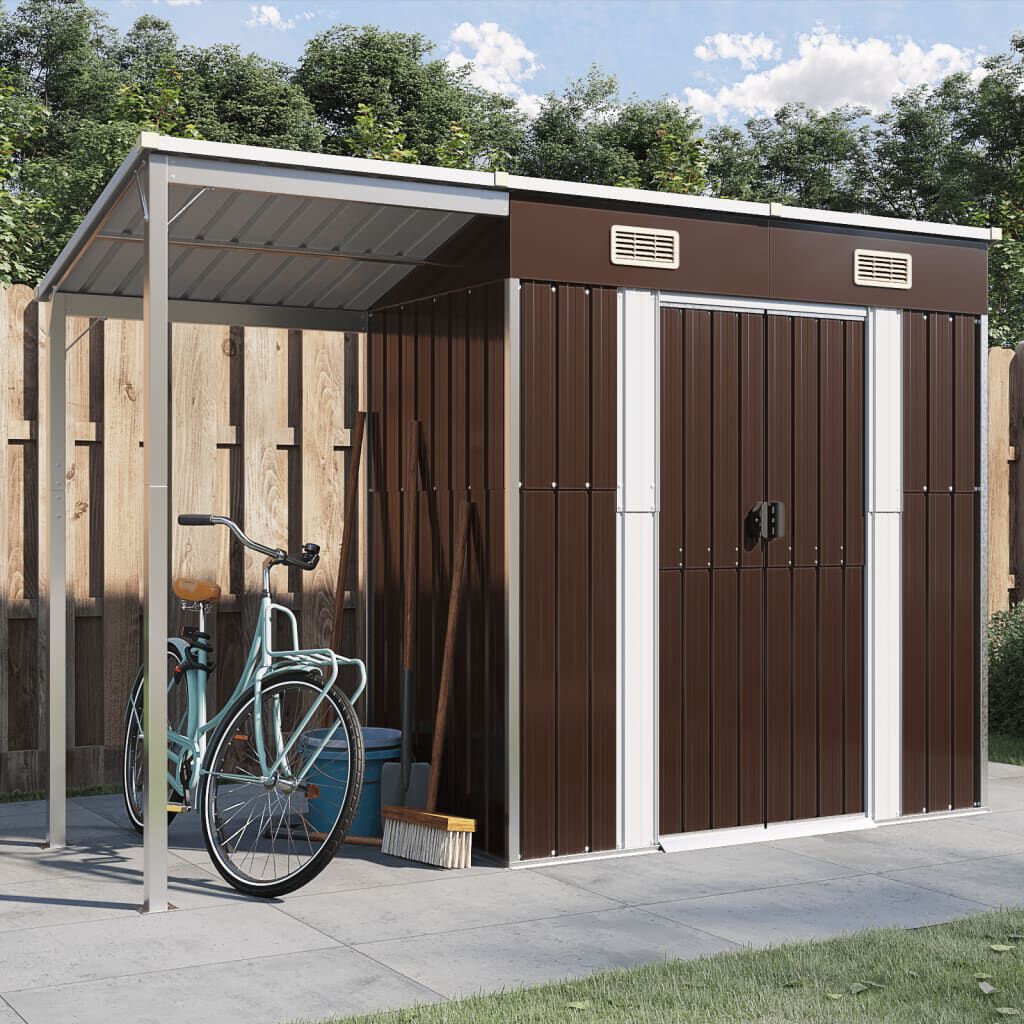 Abri de jardin avec toit prolongé 277x110,5x181 cm Marron