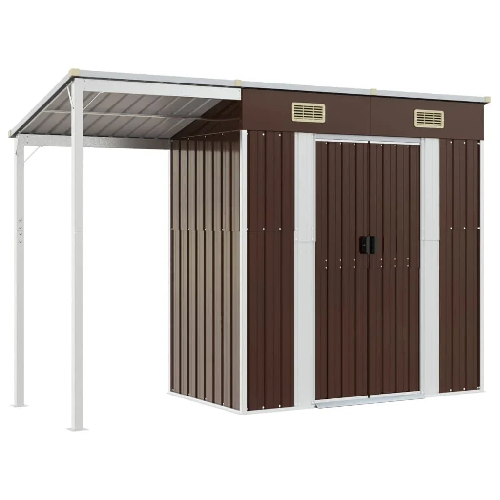 Abri de jardin avec toit prolongé 277x110,5x181 cm Marron
