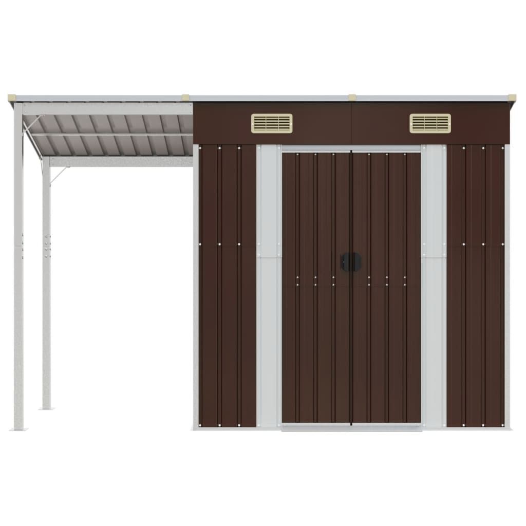 Abri de jardin avec toit prolongé 277x110,5x181 cm Marron