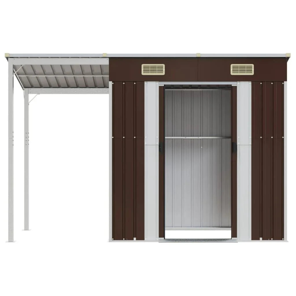 Abri de jardin avec toit prolongé 277x110,5x181 cm Marron