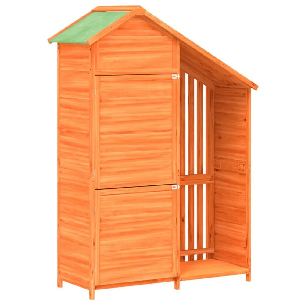 Abri à outils de jardin moka 120 × 53,5 × 170 cm en bois massif Marron