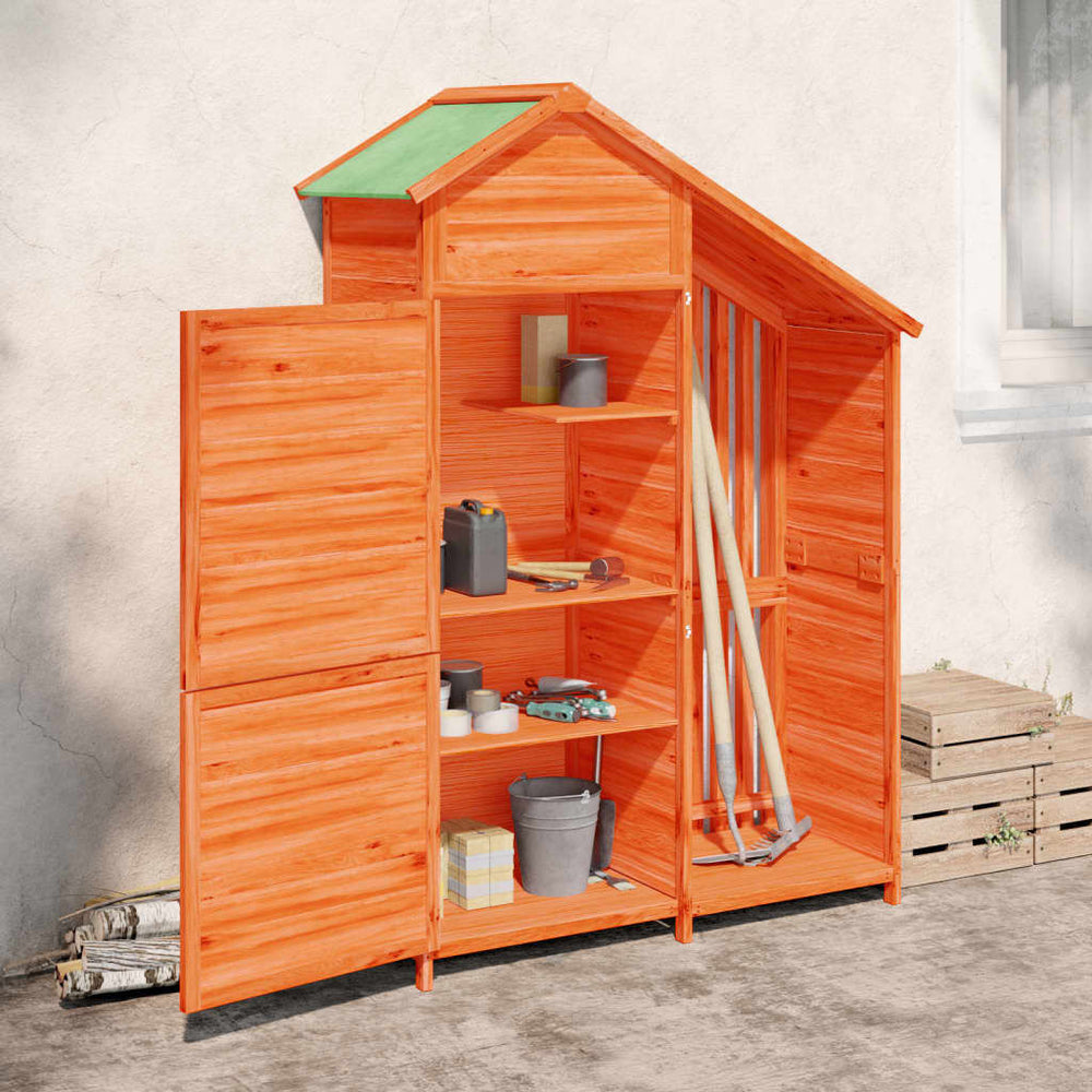 Abri à outils de jardin moka 120x53,5x170 cm en bois massif Marron