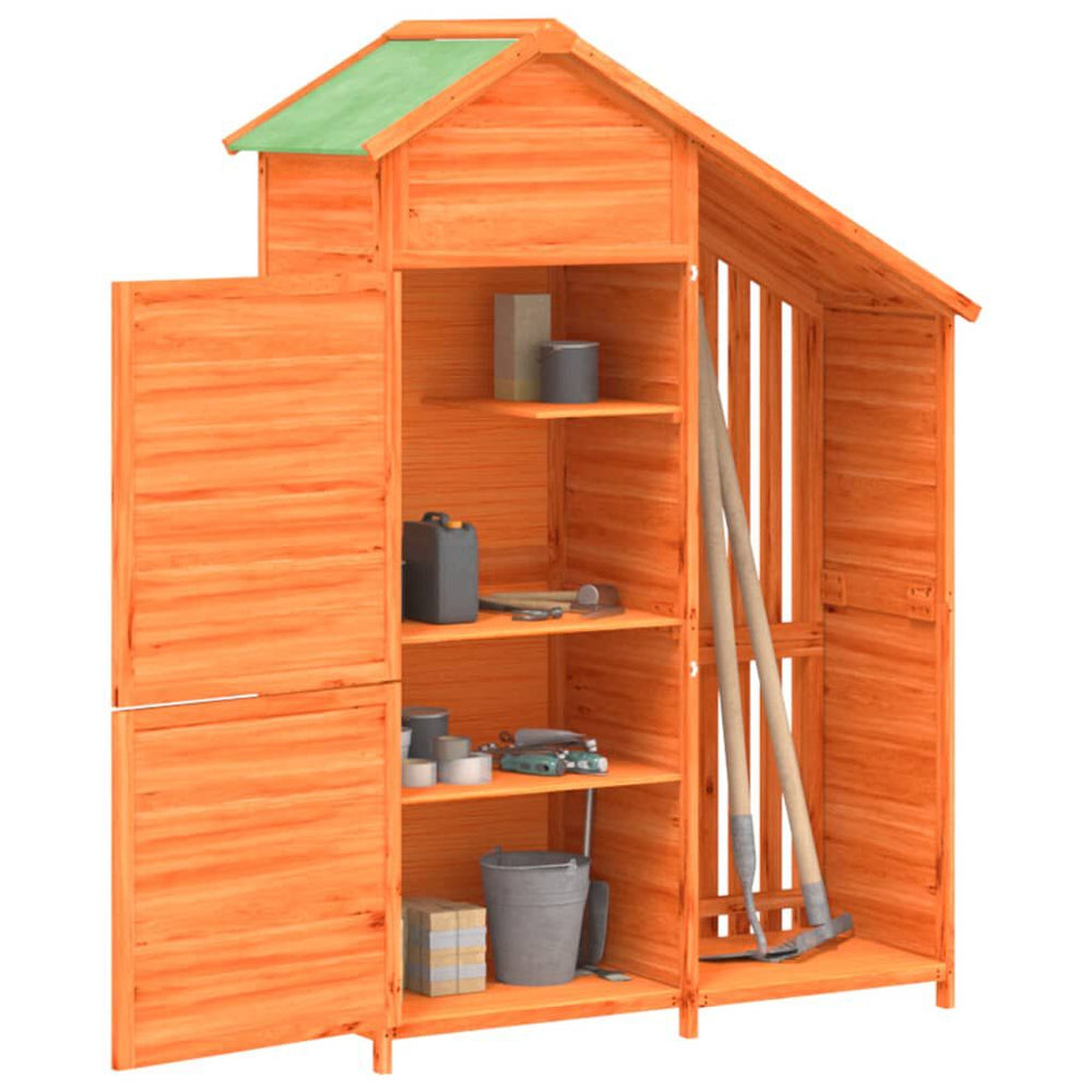 Abri à outils de jardin moka 120 × 53,5 × 170 cm en bois massif Marron