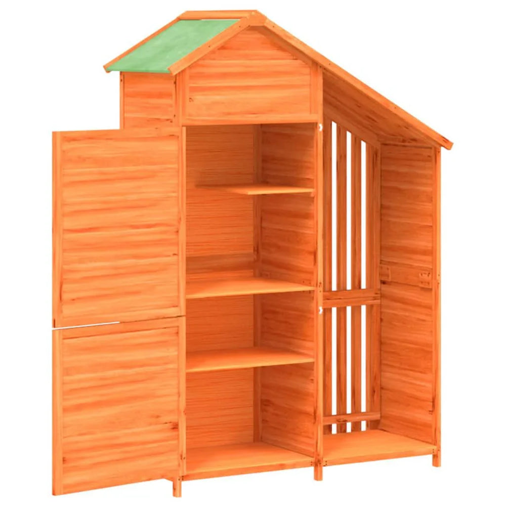 Abri à outils de jardin moka 120 × 53,5 × 170 cm en bois massif Marron