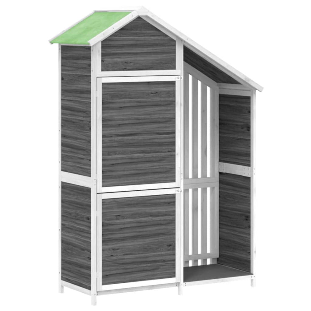 Abri à outils de jardin moka 120 × 53,5 × 170 cm en bois massif Gris