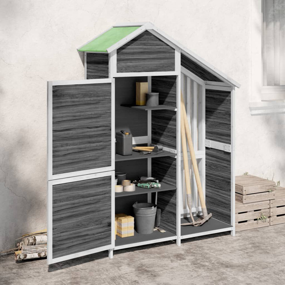 Abri à outils de jardin moka 120x53,5x170 cm en bois massif Gris