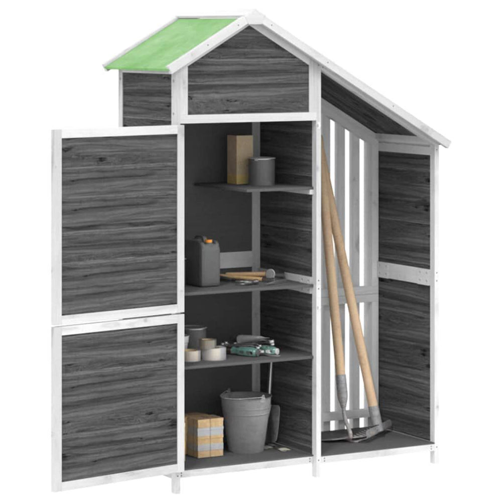 Abri à outils de jardin moka 120 × 53,5 × 170 cm en bois massif Gris