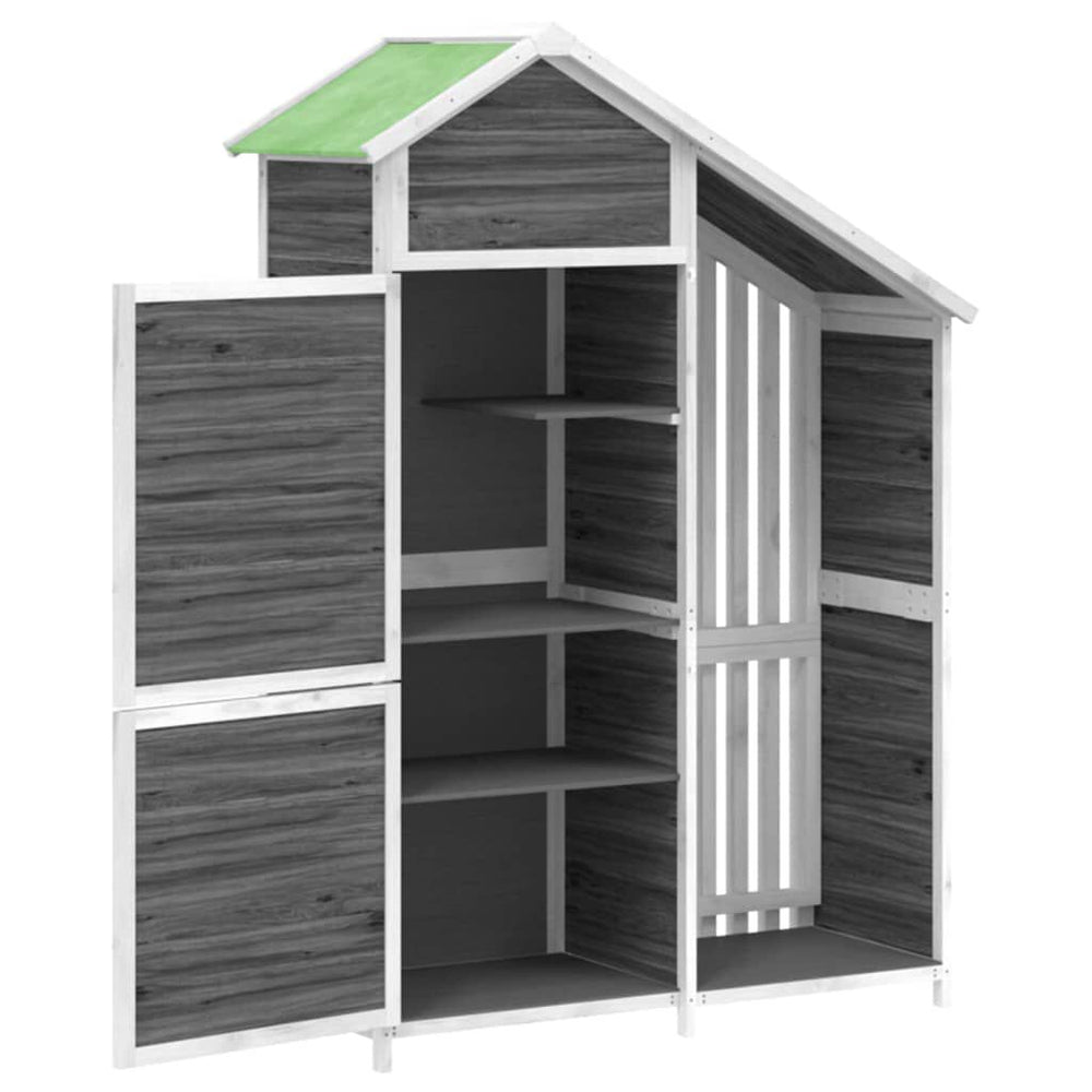 Abri à outils de jardin moka 120 × 53,5 × 170 cm en bois massif Gris