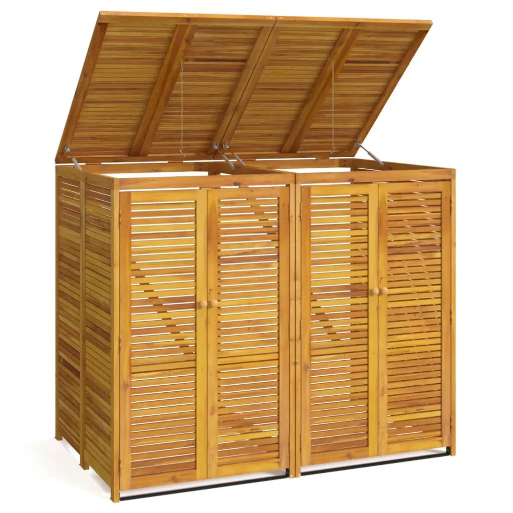 Abri Poubelle Double en Bois d’Acacia 140x89x117 cm