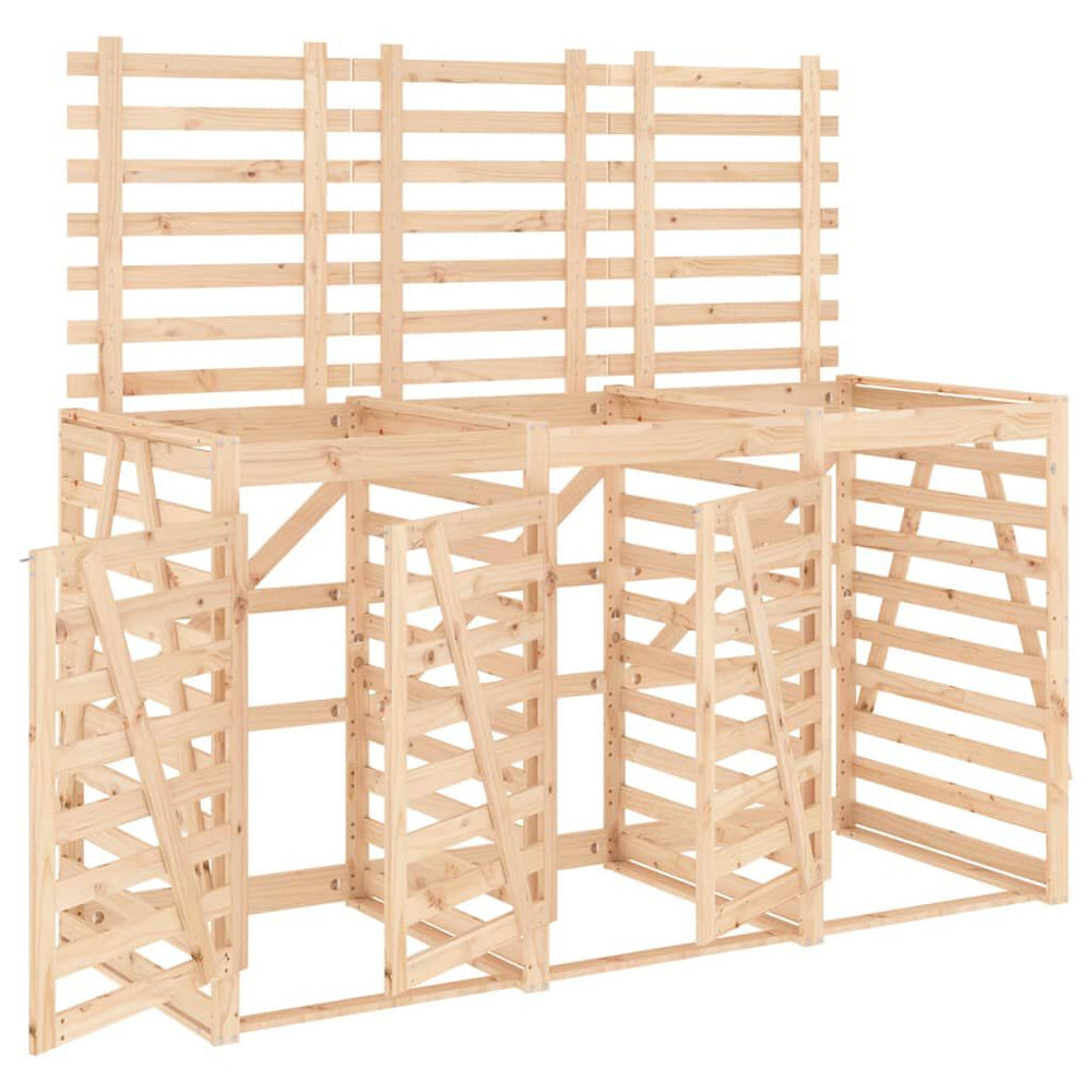 Abri pour poubelles triple en bois